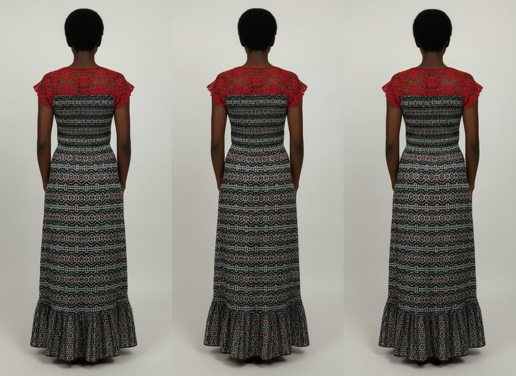 Crimson Bloom Crochet Maxi Dress