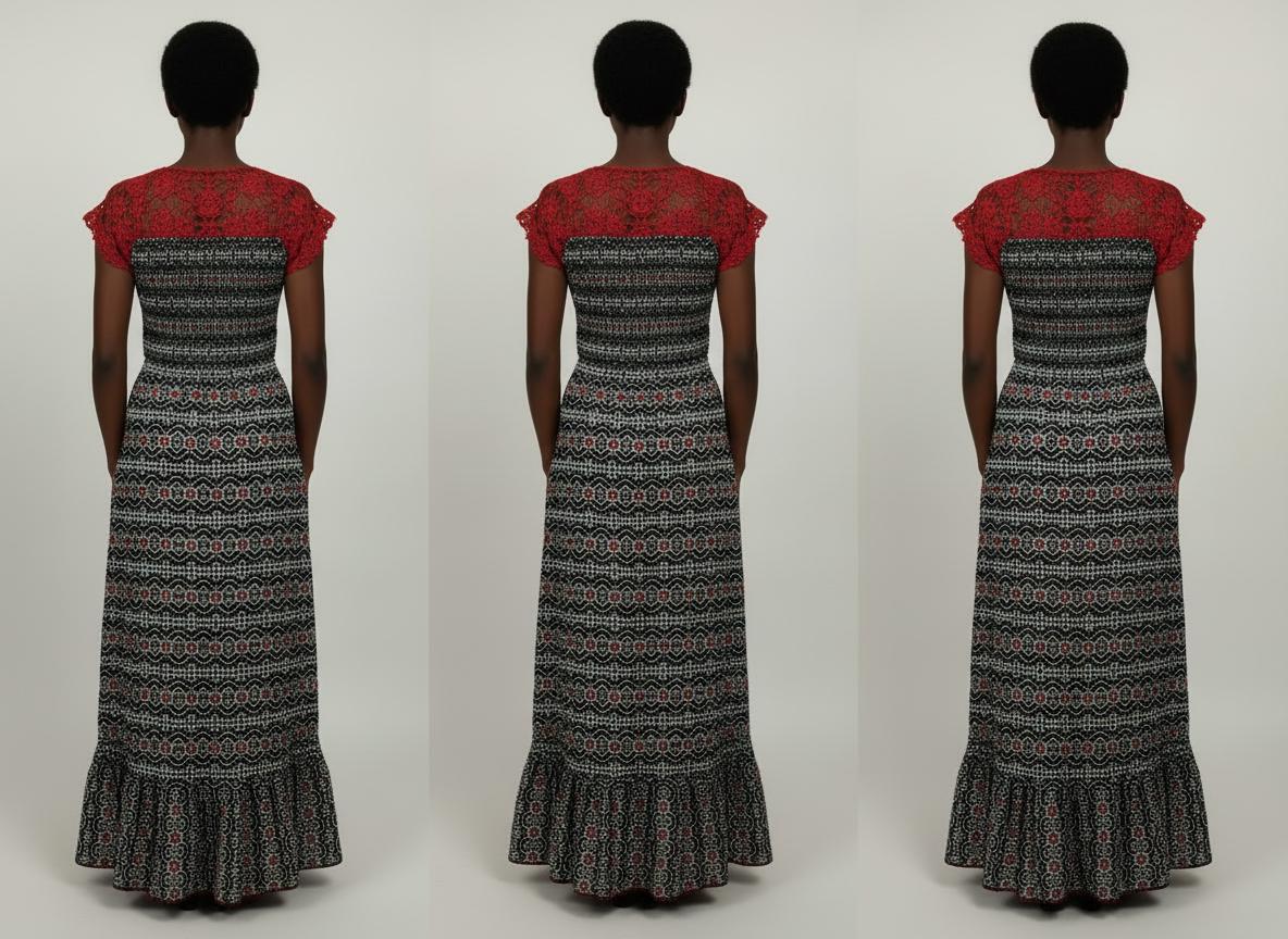 Crimson Bloom Crochet Maxi Dress