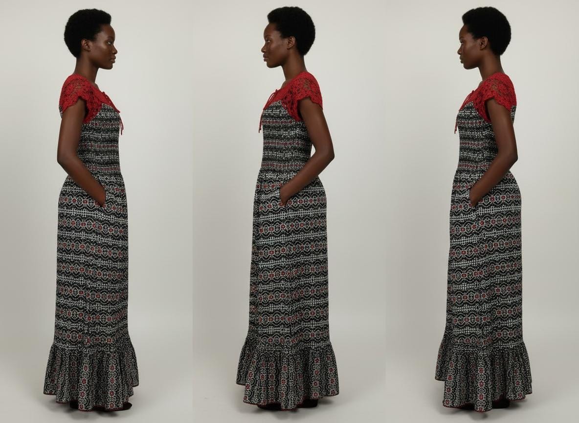 Crimson Bloom Crochet Maxi Dress