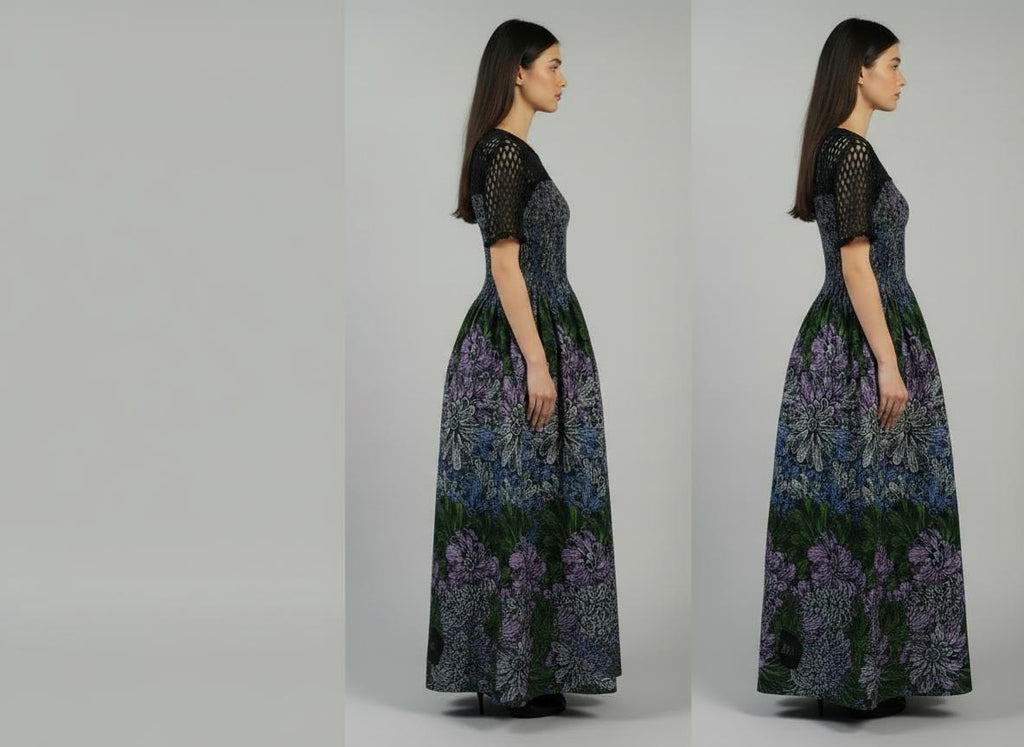 Boho Garden Maxi Dress with Crochet Bodice