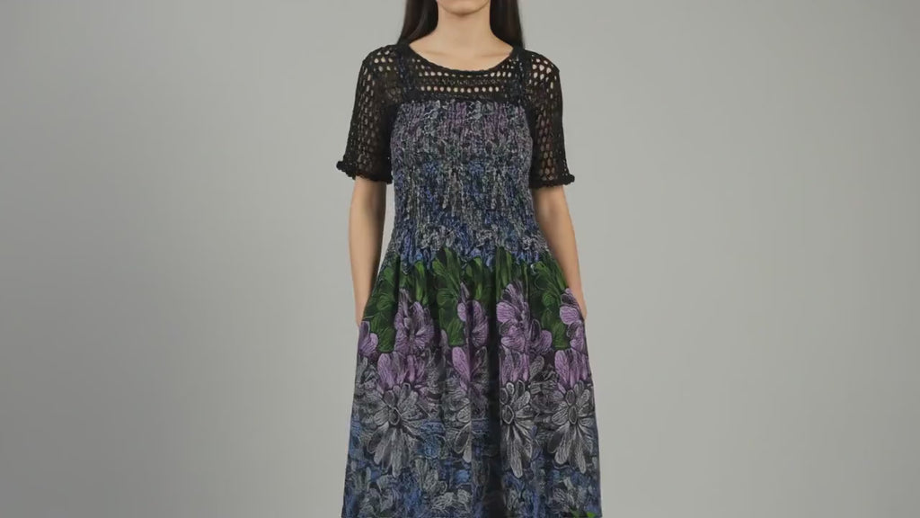 Boho Garden Maxi Dress with Crochet Bodice