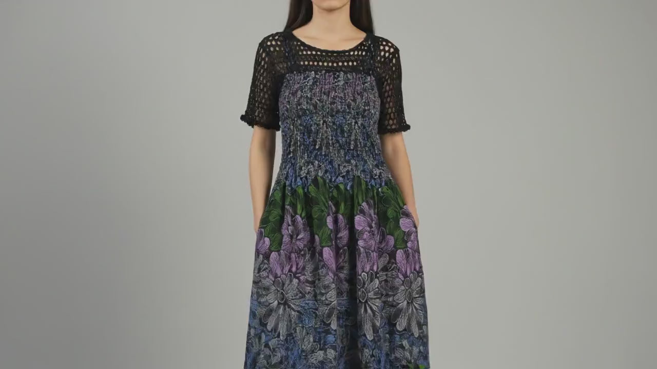 Boho Garden Maxi Dress with Crochet Bodice